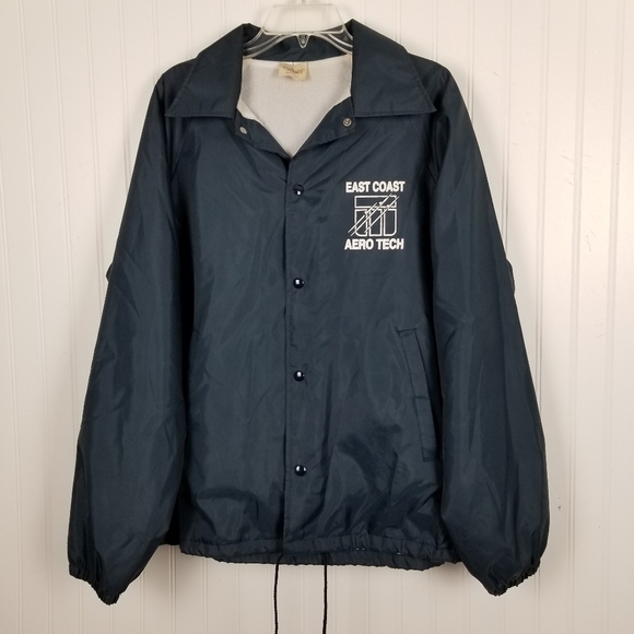 East Coast Aero Tech Snap Nylon Windbreaker Jacket  Vintage USA Blue Men's Large - Picture 10 of 10